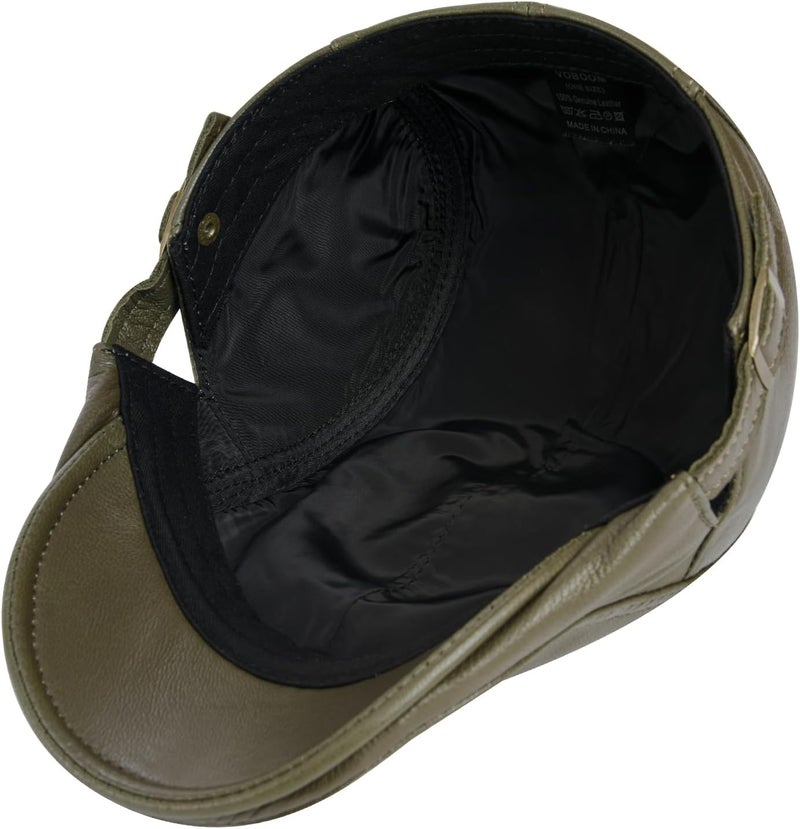 VOBOOM Men Women Adjustable Genuine Leather Ivy Cap Newsboy Hat - Image 5